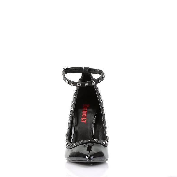 Demonia Voltage-03 Black Vegan Leather Schuhe Herren D392-104 Gothic Pumps Schwarz Deutschland SALE